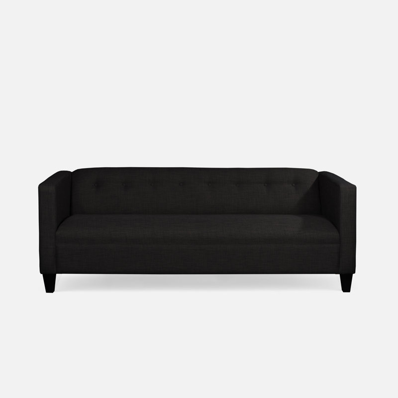 Adallard Upholstered 80'' Sofa, Black Cotton Blend