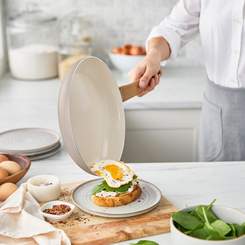 GreenPan Essence PFAS Free Non Stick 2 Piece Frypan Set 26 & 30cm, Cream 