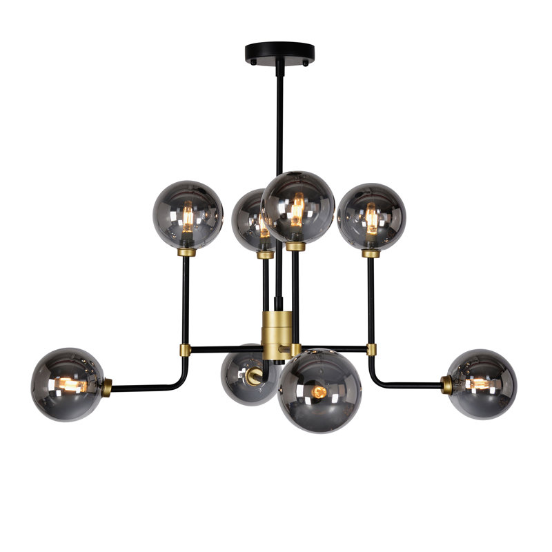 Luminaire suspendu sphère Lawtell, Noir, H 24,5 po x l 45,25 po x P 45,25 po