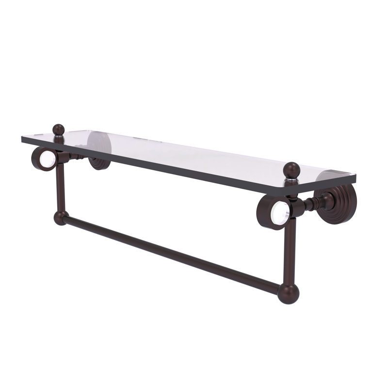 Tablette à support en verre avec barre à serviettes Jarrell, Bronze antique, H 5,12 po x l 22 po x p 6,4 po