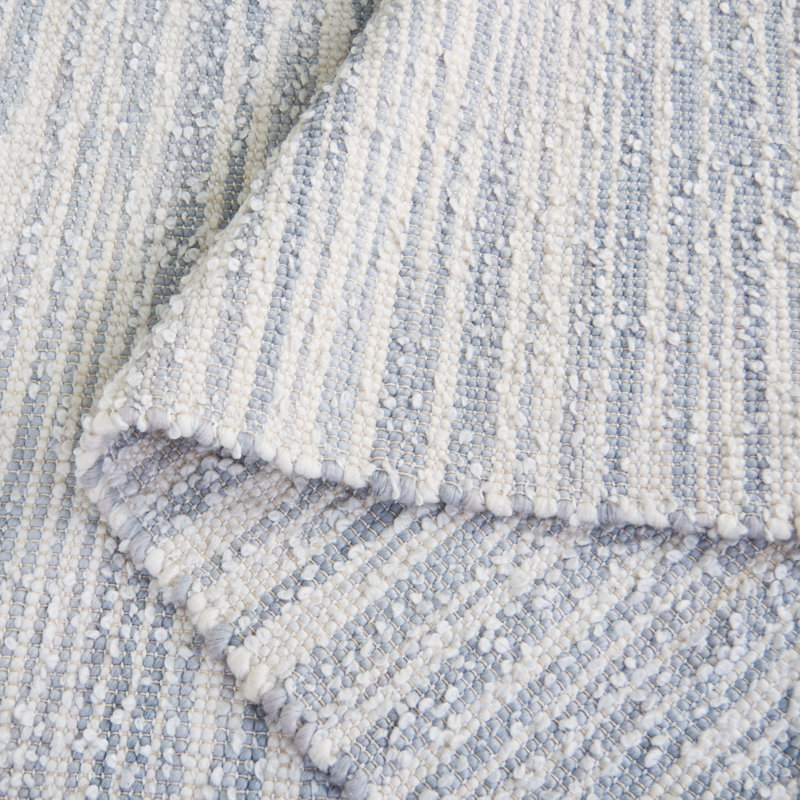 Mihos Renewal Hand Woven Pet/Cotton Rug in Light Blue/Ivory, Rectangle 5' x 8'