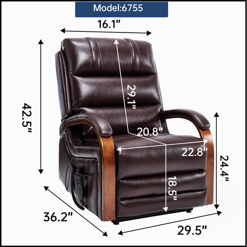 Fauteuil inclinable Power Leatheraire Lift, Brun