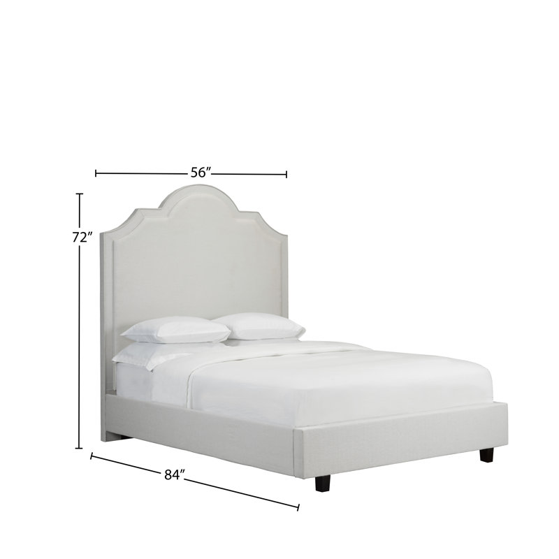 Lit plateforme tapissier avec rangement Weern, Blanc cassé, Double