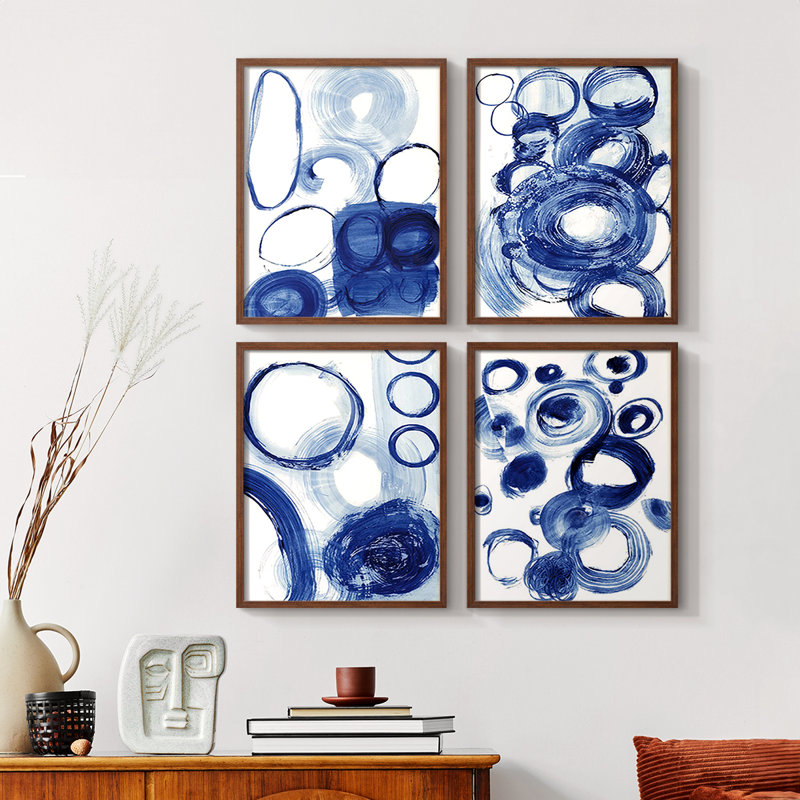«Circle Study I», ensemble de 4 encadrées, Naturel, H 10 po x l 32 po