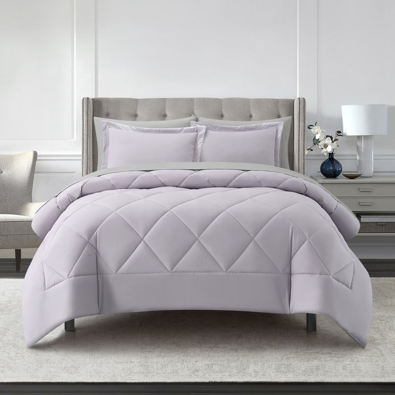 Ensemble d'édredon matelassé 7 pièces Anneli, Mauve clair, Grand édredon et 6 pièces supplémentaires