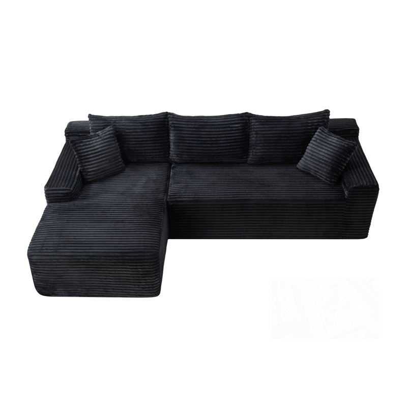 Cloud Modular Sectional Sofa Couch with L-Shape Chaise, Black