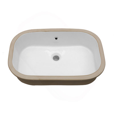 22" X 15.25" White Ceramic Undermount Bathroom Sink With Overflow