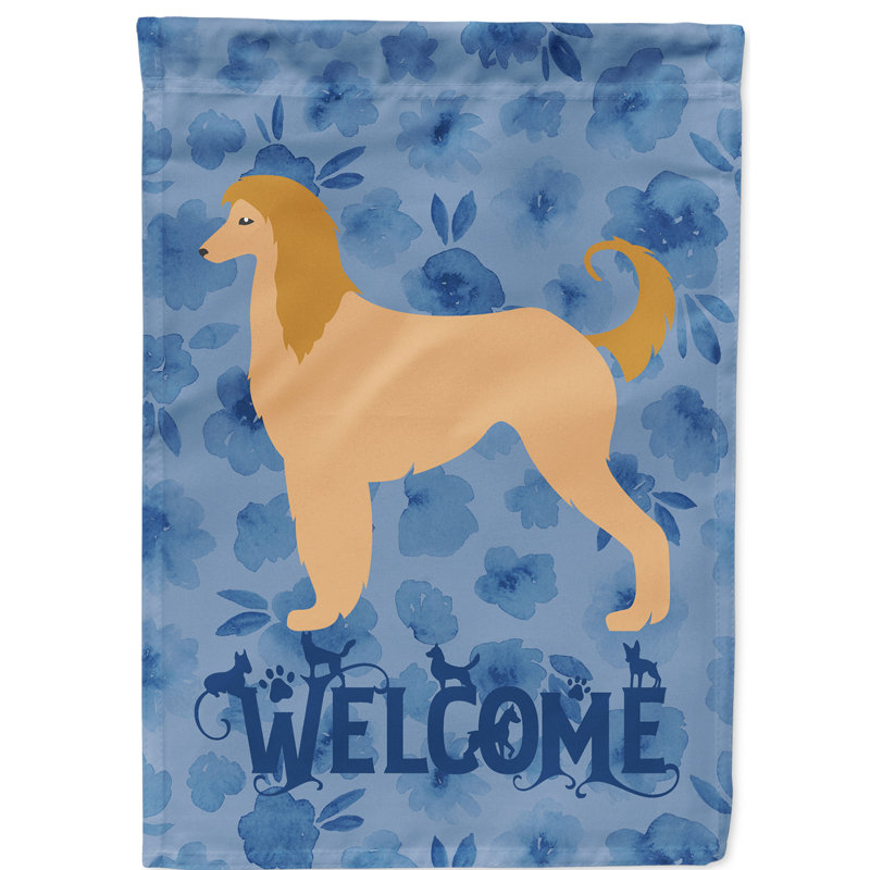 Caniche en polyester à 2 côtés 40 x 28 po standard welcome drapeau maison, Lévrier afghan 2
