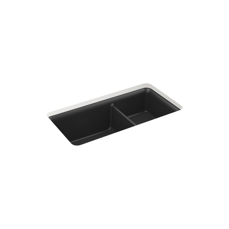 Gunnison 33.5'' L Double Basin Kitchen Sink, Black