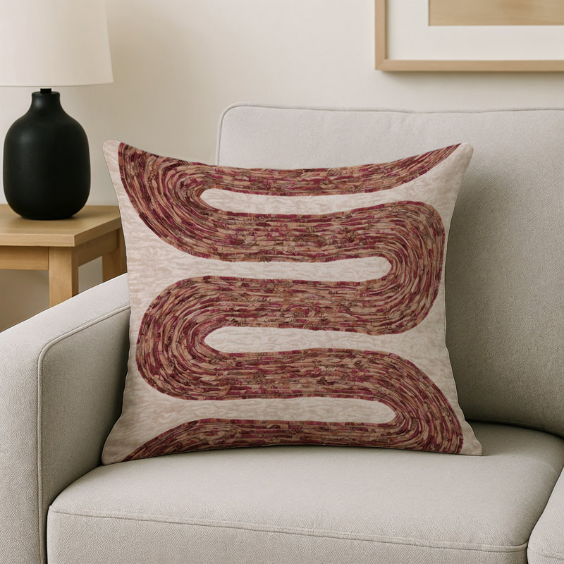 Coussin décoratif intérieur et extérieur Modern, Brun abstrait 1, Carré 20 po
