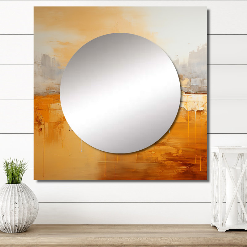 Nishad - Art mural miroir carré abstrait pour la salle de bain, 36 po x 36 po