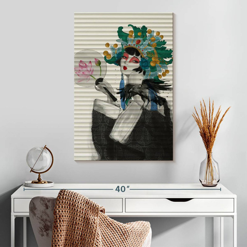 Portrait de femme japonaise Leisha, H 30 po x l 20 po