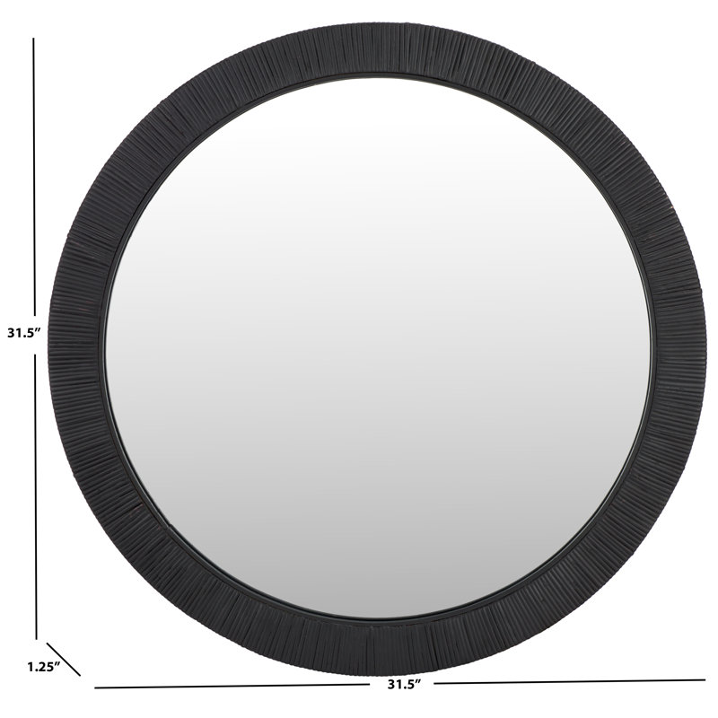 Helayne Round Wall Mirror, 31.5" x 31.5", Black