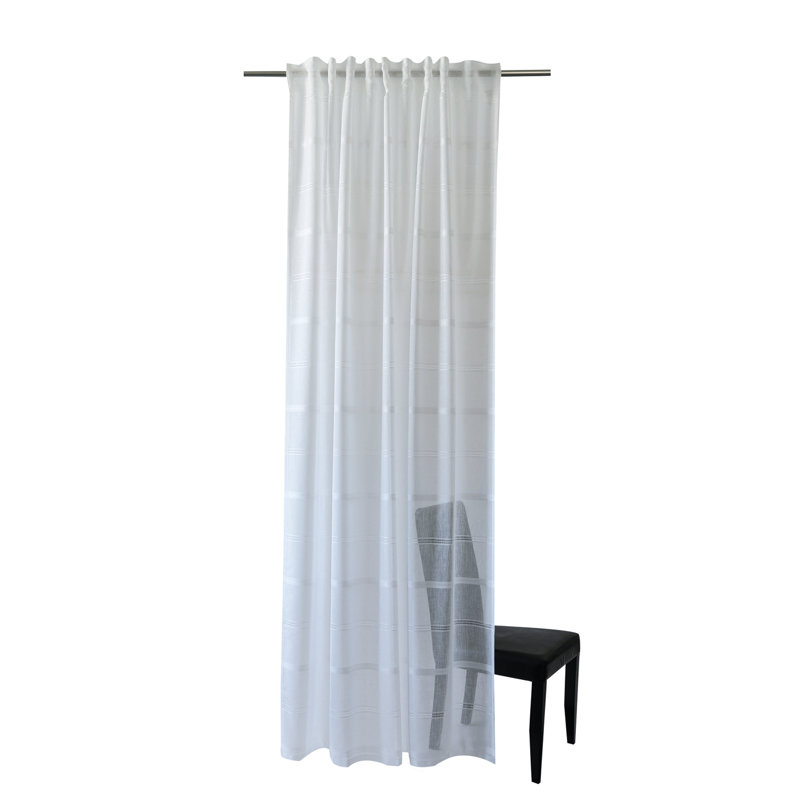 Delray Pencil Pleat Sheer Single Curtain, White