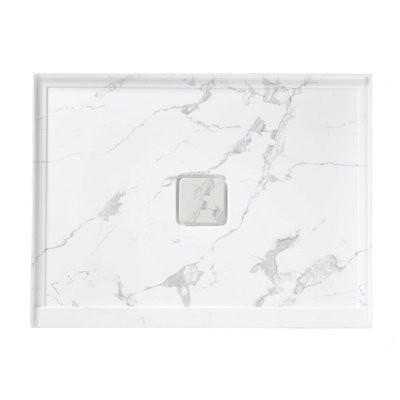 Base de douche en acrylique et en pierre Arma, conception texturée antidérapante, avec couvercle de drain assorti (ensemble de drain non inclus)