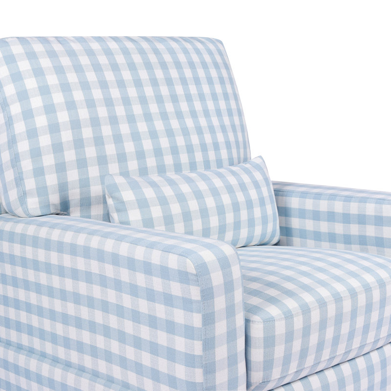Crawford Upholstered Swivel Glider, Blue Gingham Livesmart®