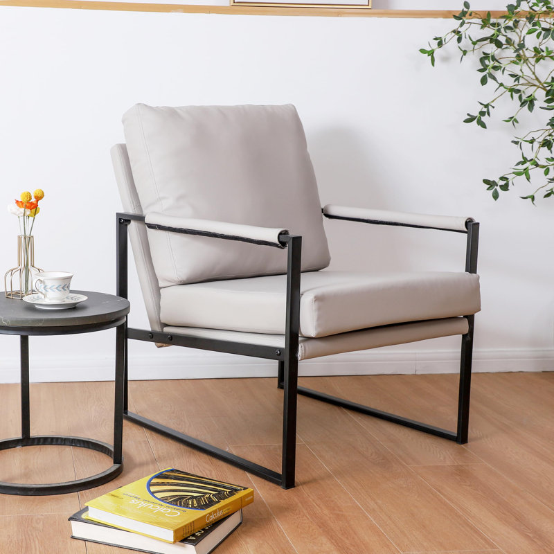 Upholstered Armchair, Gray Faux Leather