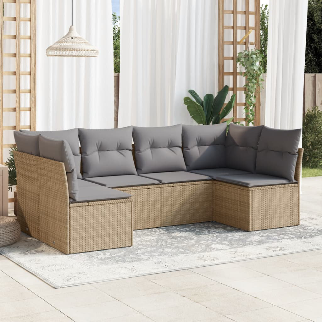 Vidaxl 6-Tlg. Garten-Sofagarnitur aus Polyrattan mit Kissen