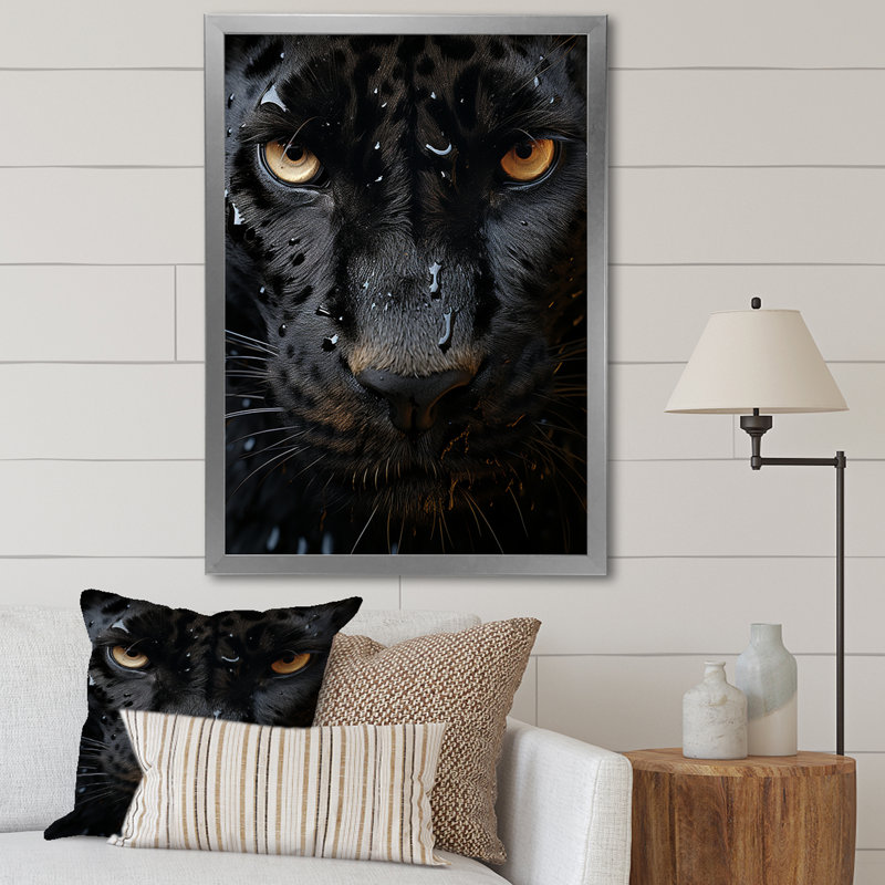Black White Panther Abstract Encounter " Black White Panther Abstract Encounter ", 32" H x 16" W x 1" D