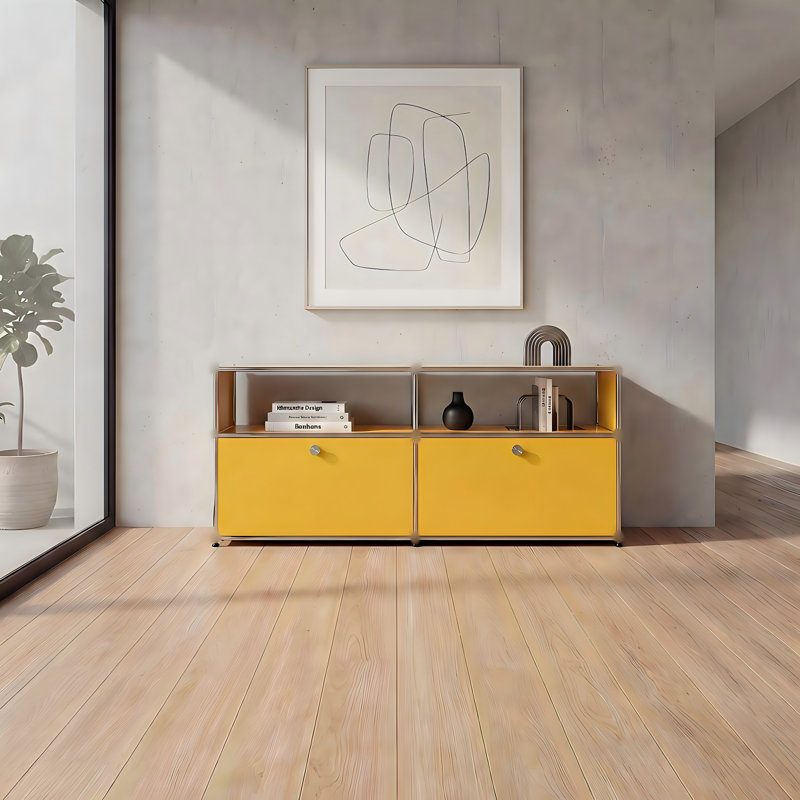 Armoire de rangement moderne en métal blanc, buffet modulaire à 2 portes avec cadre en acier inoxydable, console multifonctionnelle pour le salon, le garage, la cuisine et le bureau personnel