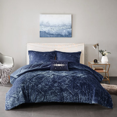 Édredon en velours bleu marine pour lit double / grand lit, grand, doux et élégant de luxe bleu marine, courtepointe, chaud