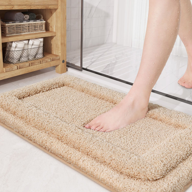 Tapis pour salle de bain Amijan, L 16 po x L 24 po, Kaki