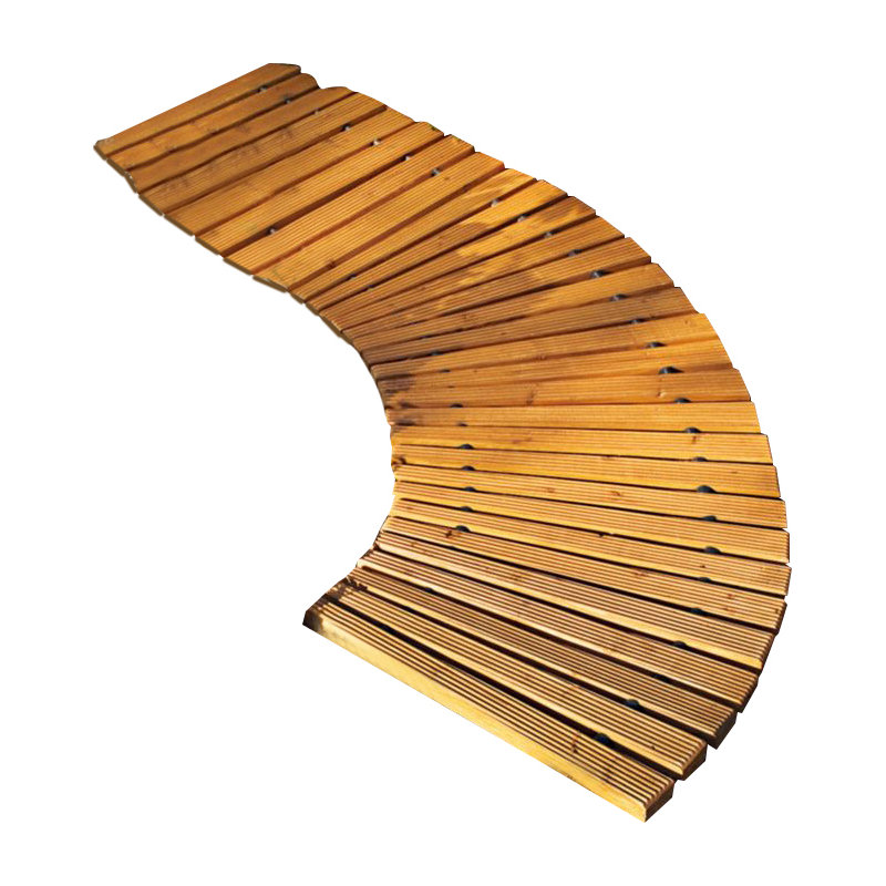 4'L Roll-Out Curved Hardwood Pathway, 17.75" W x 48" D, Brown