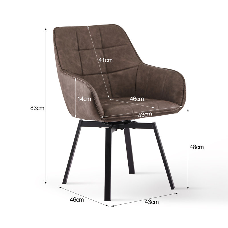 Byun 48cm H Upholstered Metal Armchair, Brown