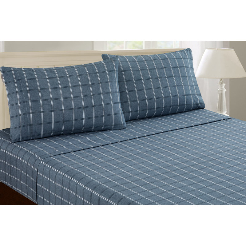 Microfiber Plaid Sheet Set, Full/Double