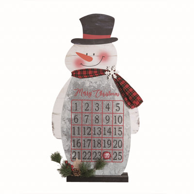 Calendrier de l'Avent en bois avec bonhomme de neige