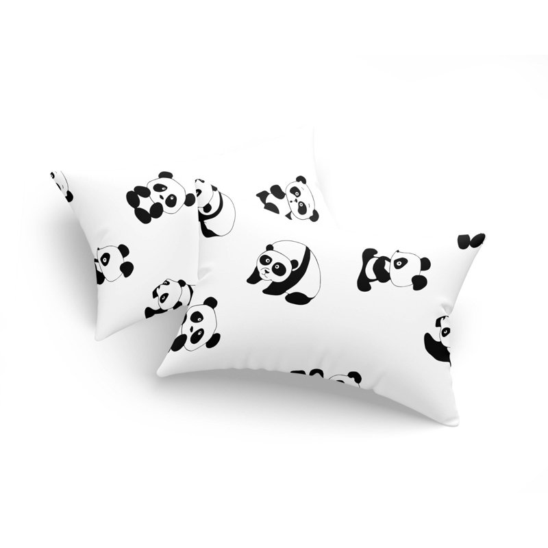 Washable Panda Print Cotton-Blend Pillowcase Set (2 Pieces)