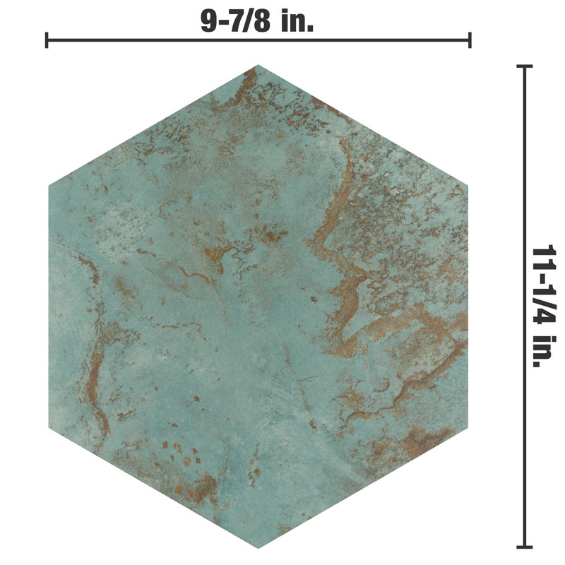 Zinc Hex 10" x 11" Porcelain Wall and Floor Tile