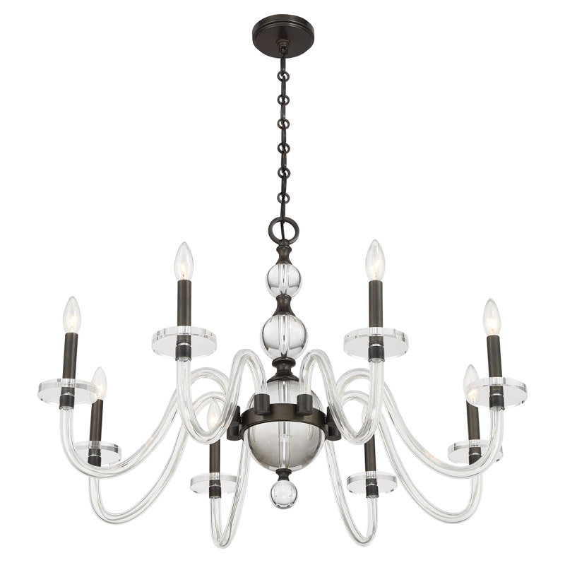 Lustre 8 lumières Aragon en bronze méditerranéen, H 22,75 po x l 34 po x P 34 po, 8 lumières