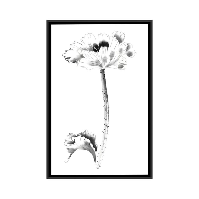 «Ink Poppy», reproduction sur toile, Toile avec cadre noir, H 48 po x l 32 po x P 1,5 po, Pas de tapis