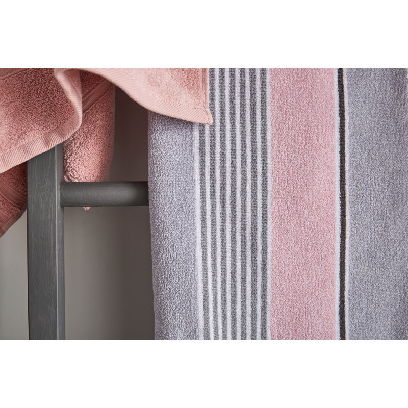 Textured Stripe 2 Piece Bath Towel Set, Pink