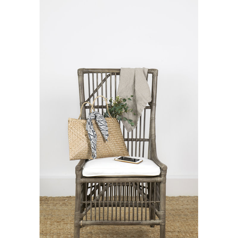 Barkley Wicker/Rattan Slat Back Side Chair, Gray