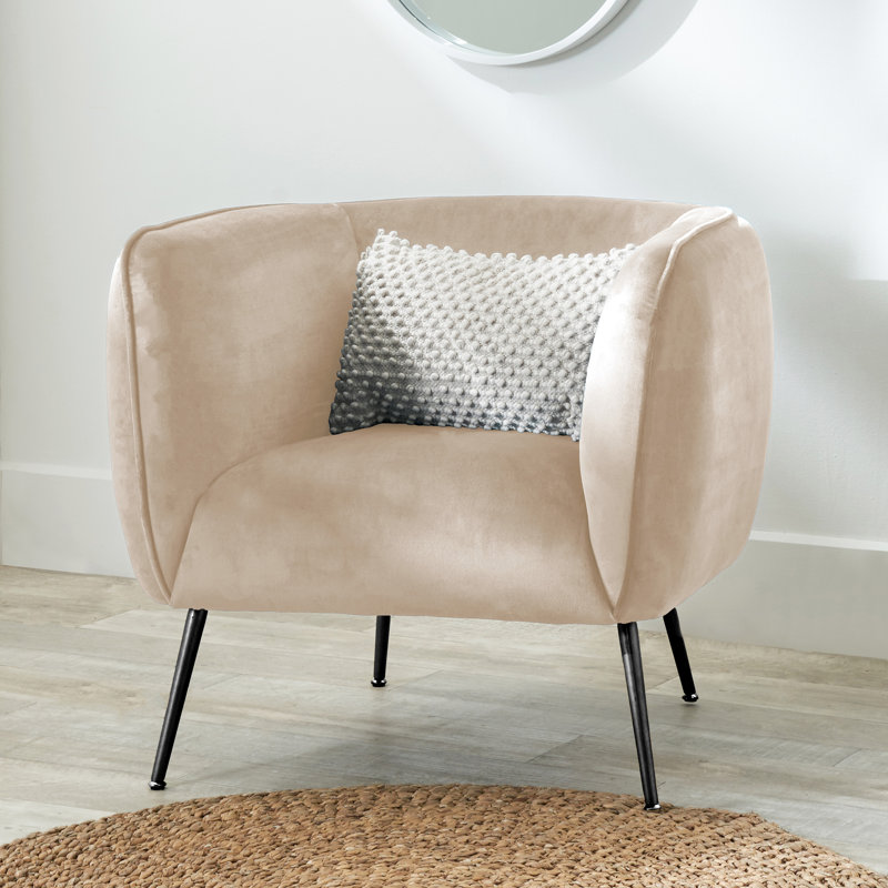 Krol Velvet Barrel Chair, Biscuit Beige