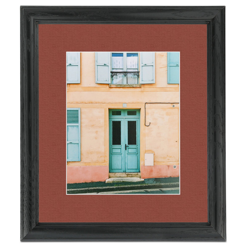 Black Wood Matte Picture Frame with Mat, Cognac