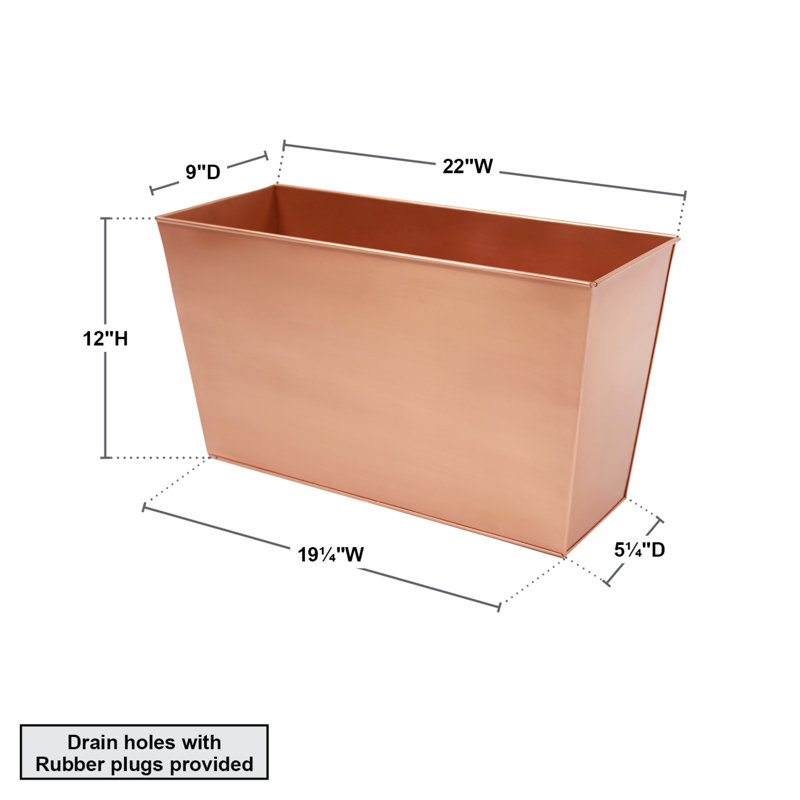 Tall Copper Plated Galvanized Steel Flower Box