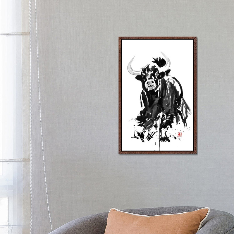 Buffalo by Péchane - Print on Canvas, Classic Brown Wood Framed, 66.04 cm H x 45.72 cm W