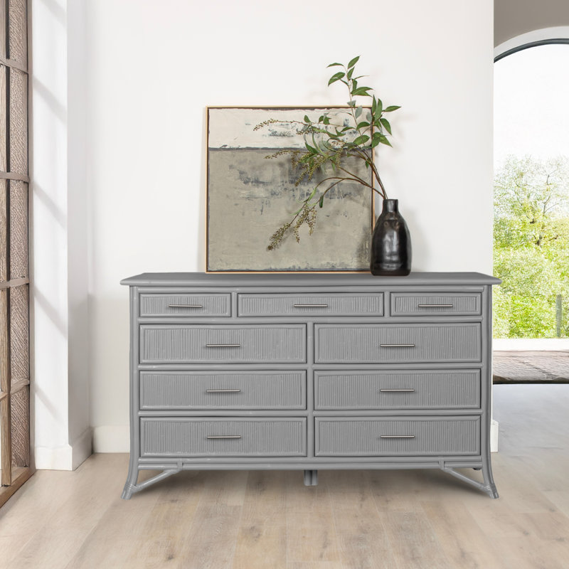 Commode double 9 tiroirs Bermuda, Gris clair
