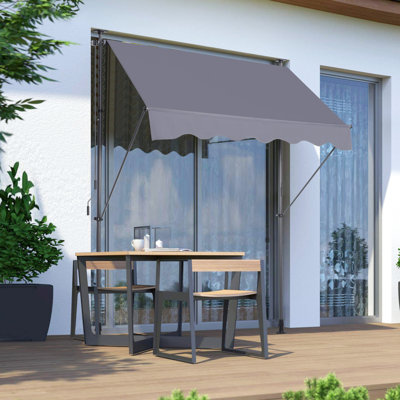 Manual Retractable Sun Awning - 78'' Patio Canopy With Waterproof Coating Quality Protection Door Window Shade Curtain For Backyard
