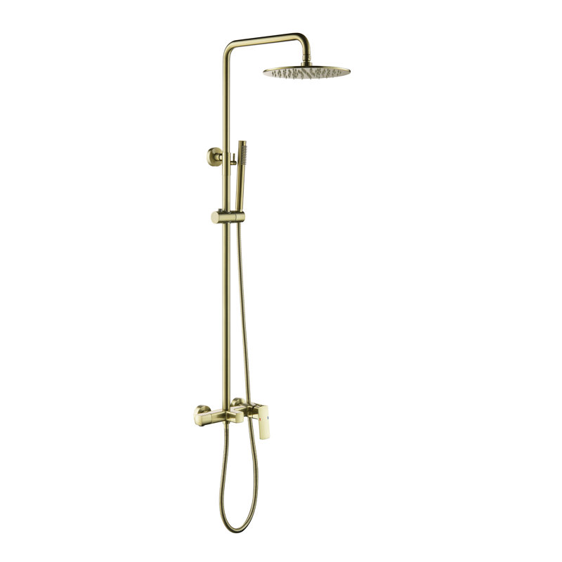Système de douche complet avec valve brute, Or brossé