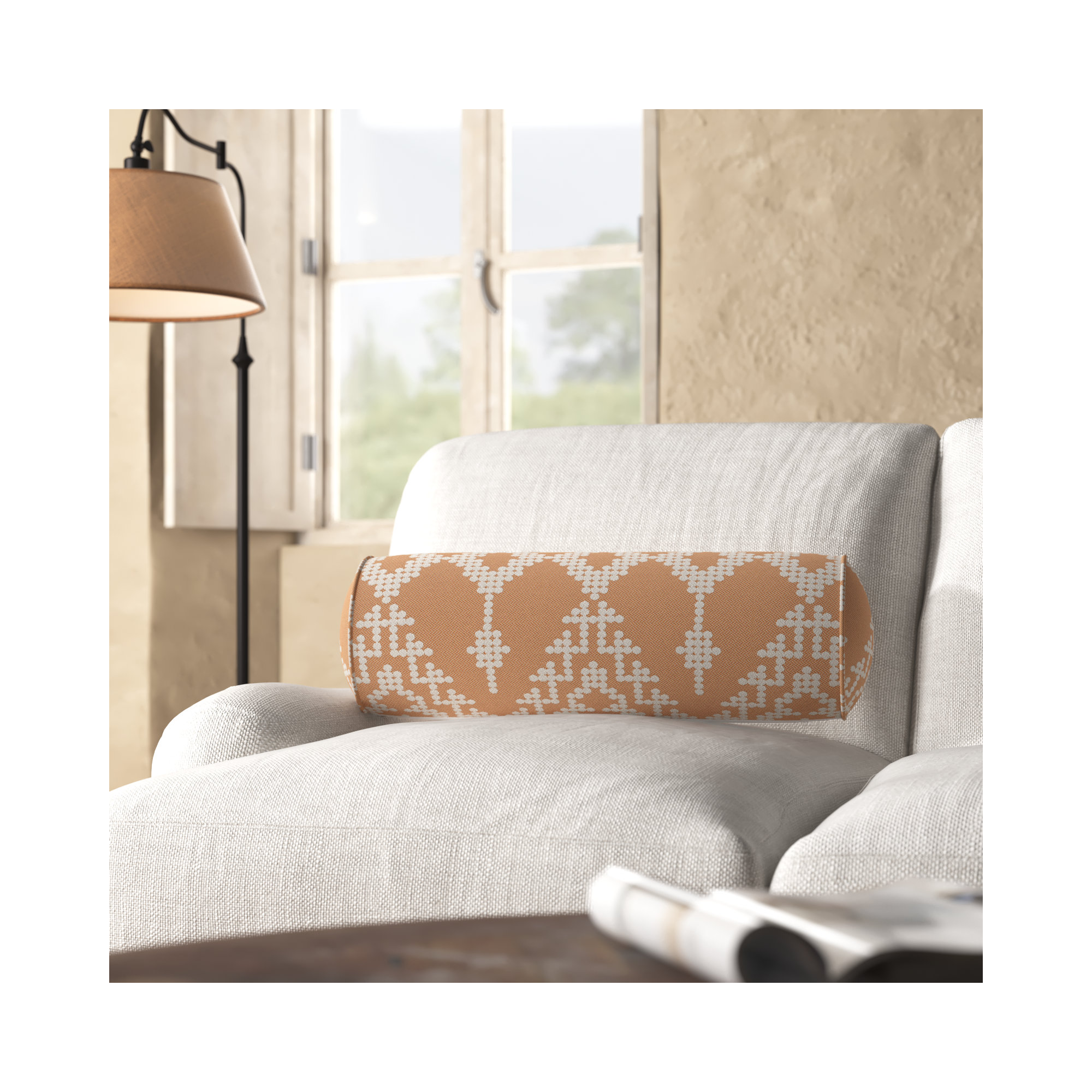 Fenna Geometric Indoor/Outdoor Throw Pillow, Folklore Sorbet, 8"H x 24"W