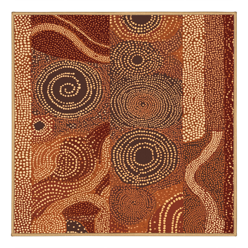 Tapis brun lavable à la machine Pahola, Carré 4 pi