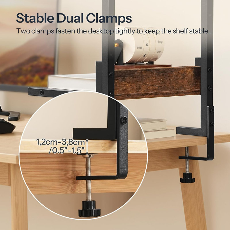 Organiseur de bureau à 2 niveaux, tablette de bureau gain de place avec tablettes ajustables, pour le bureau, le bureau et les accessoires de divertissement