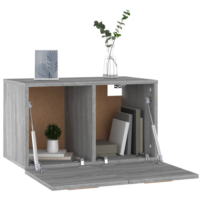 Latitude Run Wall Cabinet Engineered Wood, 36.5cm H x 80cm W x 35cm D, Smoked Oak