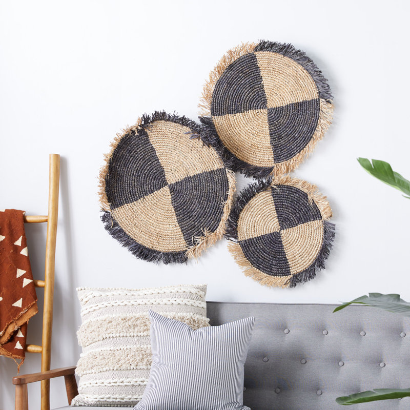 Boho Abstract Wall Decor on Rattan/ Wicker