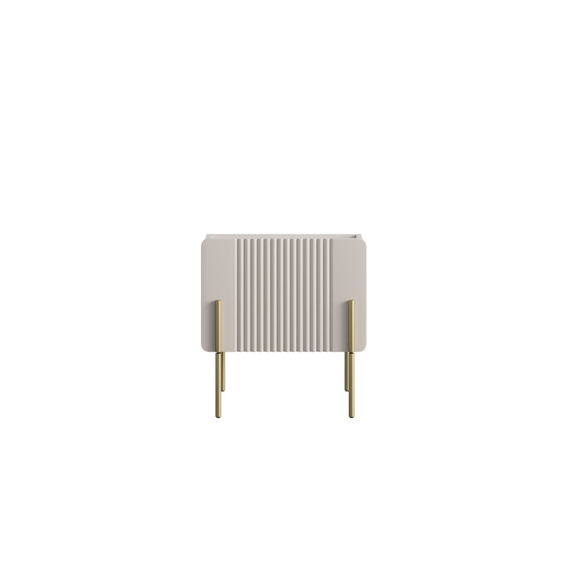 Ousmane 45 cm W Laminate Bedside Table, Cashmere/Gold