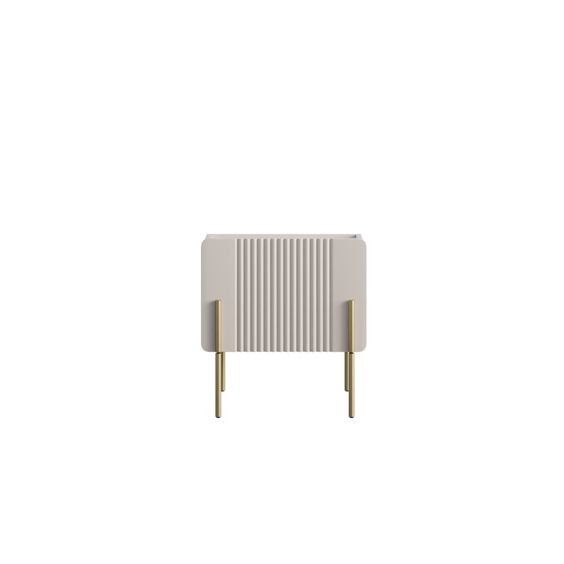 Ousmane 45cm W Laminate Bedside Table, Cashmere/Gold